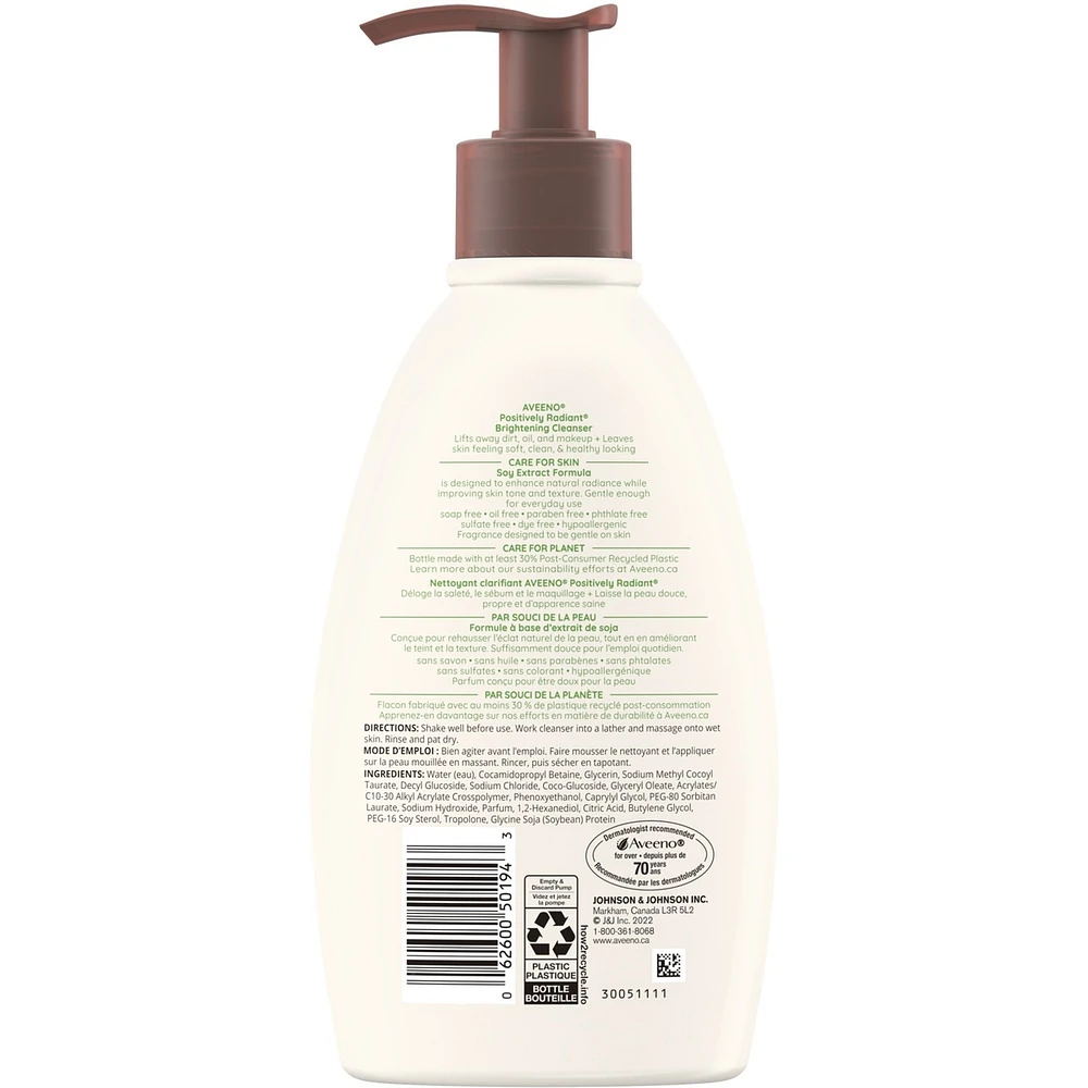 Positively Radiant Brightening Cleanser- Makeup Remover, Soy Extract Face Cleanser, Remove Oil, Smooth Skin Tone