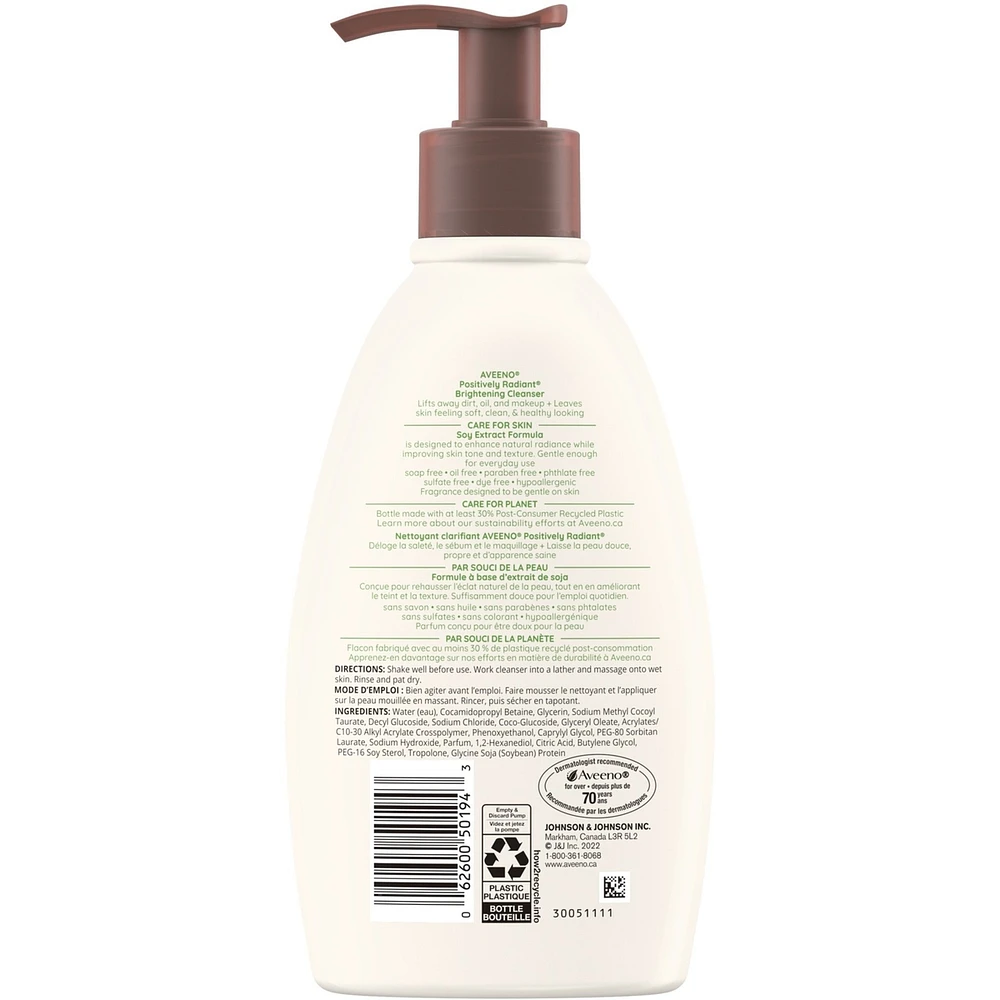 Positively Radiant Brightening Cleanser- Makeup Remover, Soy Extract Face Cleanser, Remove Oil, Smooth Skin Tone