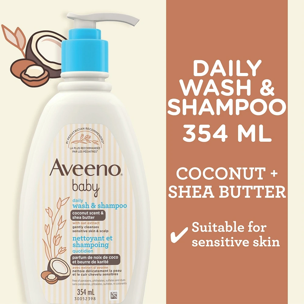 Baby Daily Moisturizing Wash  Shampoo, Coconut Scented