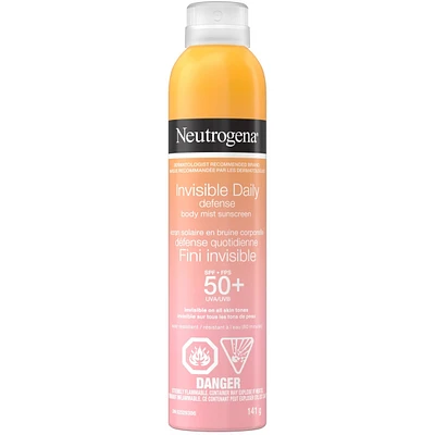 Invisible Daily Defense Body Mist Sunscreen Spf 50+