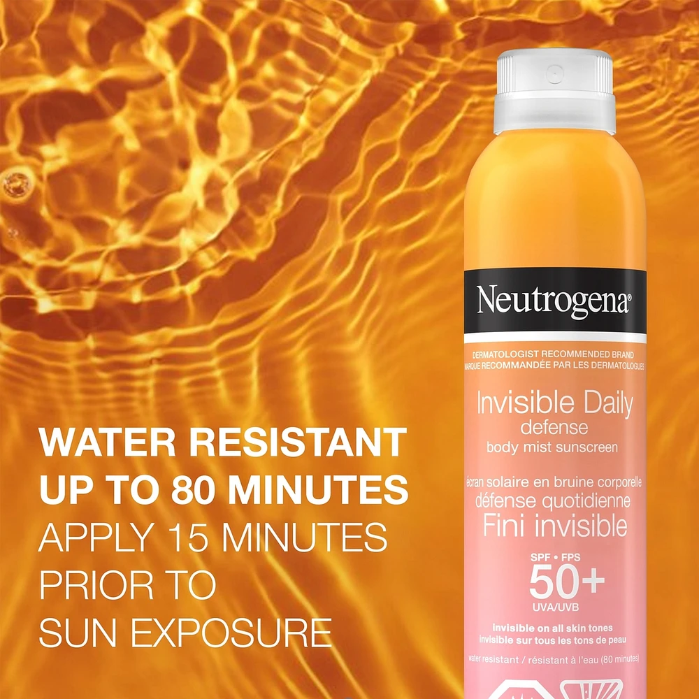 Invisible Daily Defense Body Mist Sunscreen Spf 50+