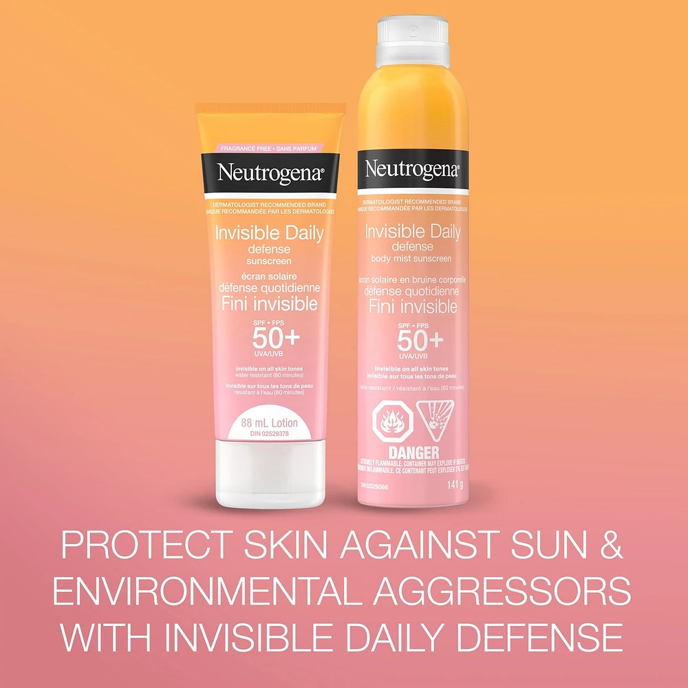 Invisible Daily Defense Body Mist Sunscreen Spf 50+