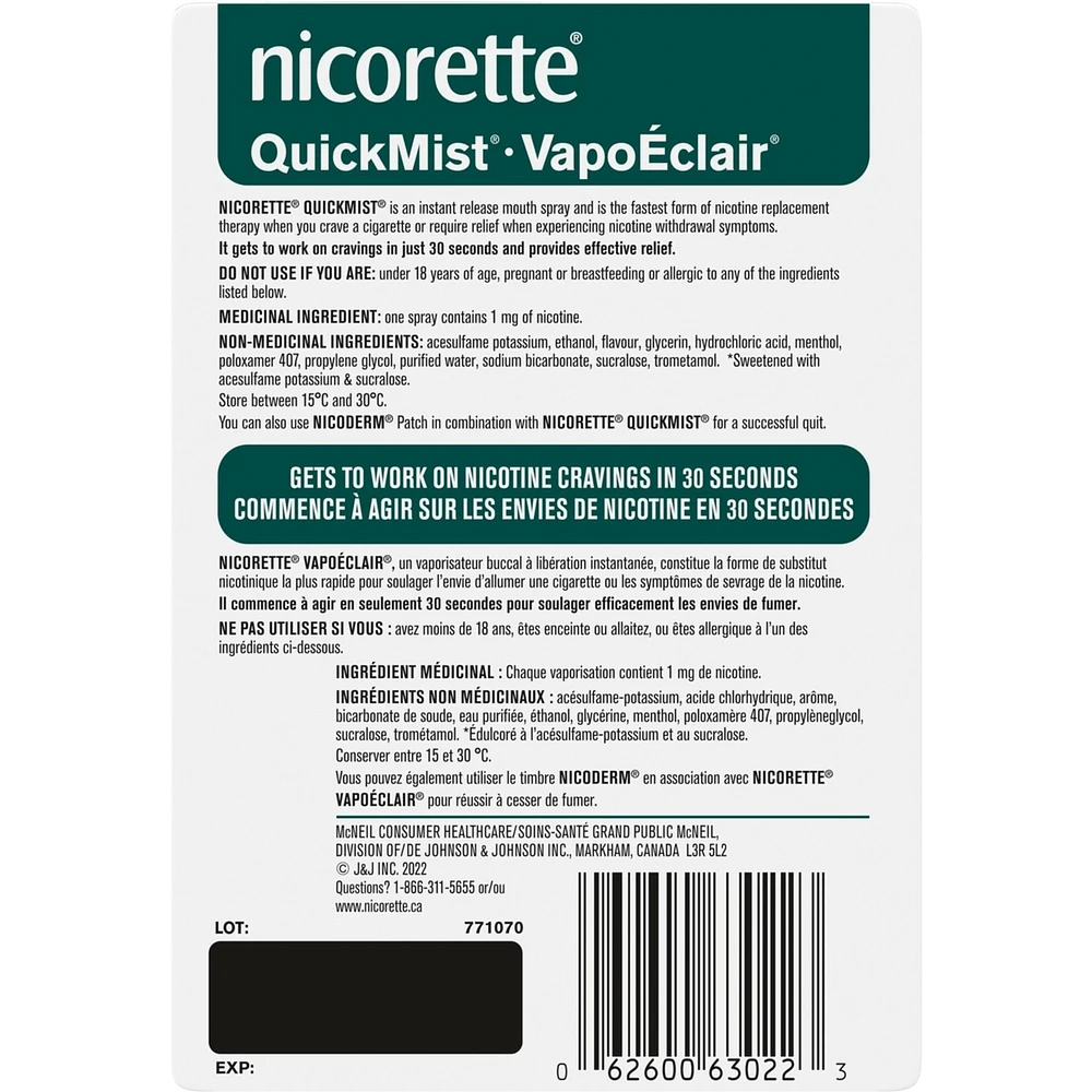 Nicotine QuickMist Mouth Spray, Mild Spearmint, 1mg