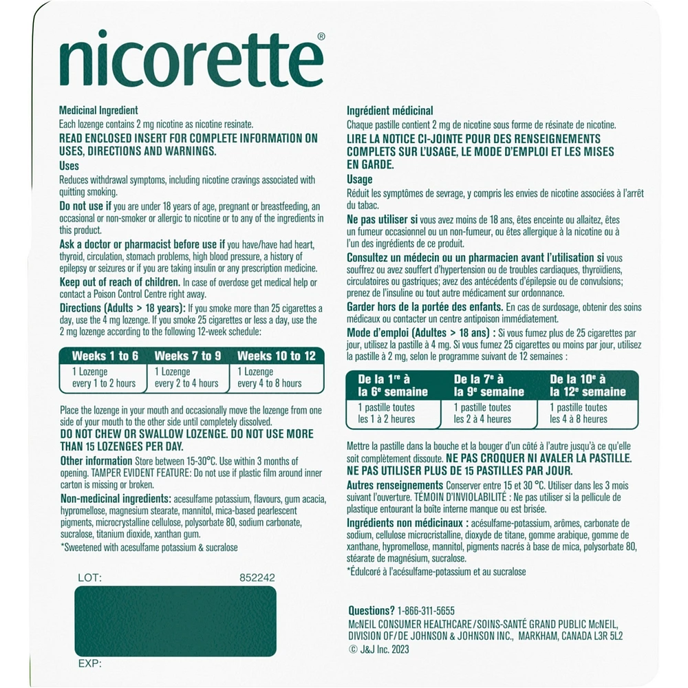 Nicotine Lozenges, mg