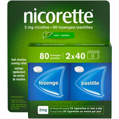Nicotine Lozenges, 2mg, Mint, 80 Count