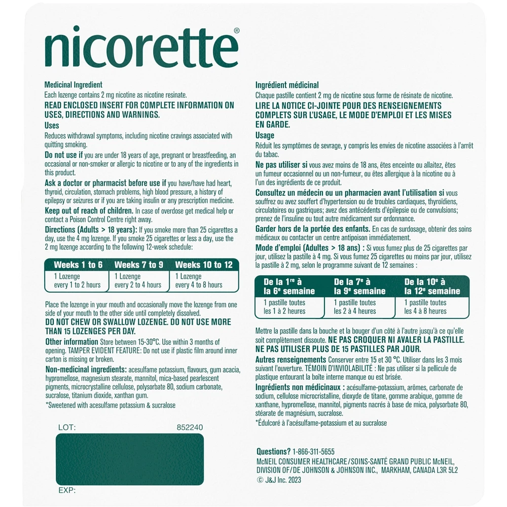 Nicotine Lozenges, 2mg, Mint, 80 Count