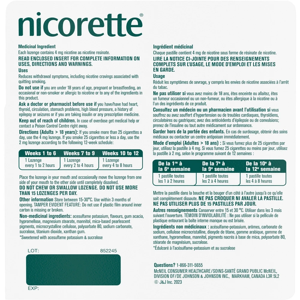 Nicotine Lozenges, 4mg, Mint