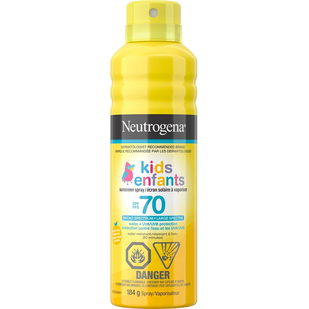 Kids Sunscreen Spray, water resistant, SPF 70
