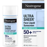 Ultra Sheer Face Liquid Mineral Sunscreen for Sensitive Skin, SPF 50+