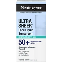 Ultra Sheer Face Liquid Mineral Sunscreen for Sensitive Skin, SPF 50+
