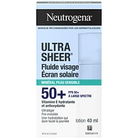 Ultra Sheer Face Liquid Mineral Sunscreen for Sensitive Skin, SPF 50+