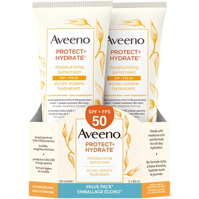Protect + Hydrate Moisturizing Sunscreen Lotion, SPF 50, Value Pack, 2 x 88 mL
