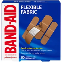 BAND-AID® Brand Flexible Fabric Adhesive Bandages, Assorted Sizes, 50 Count