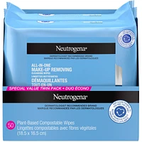 All In one Makeup Remover Facial Cleansing Wipes, Plant Based and  Compostable, Special Value Twin Pack