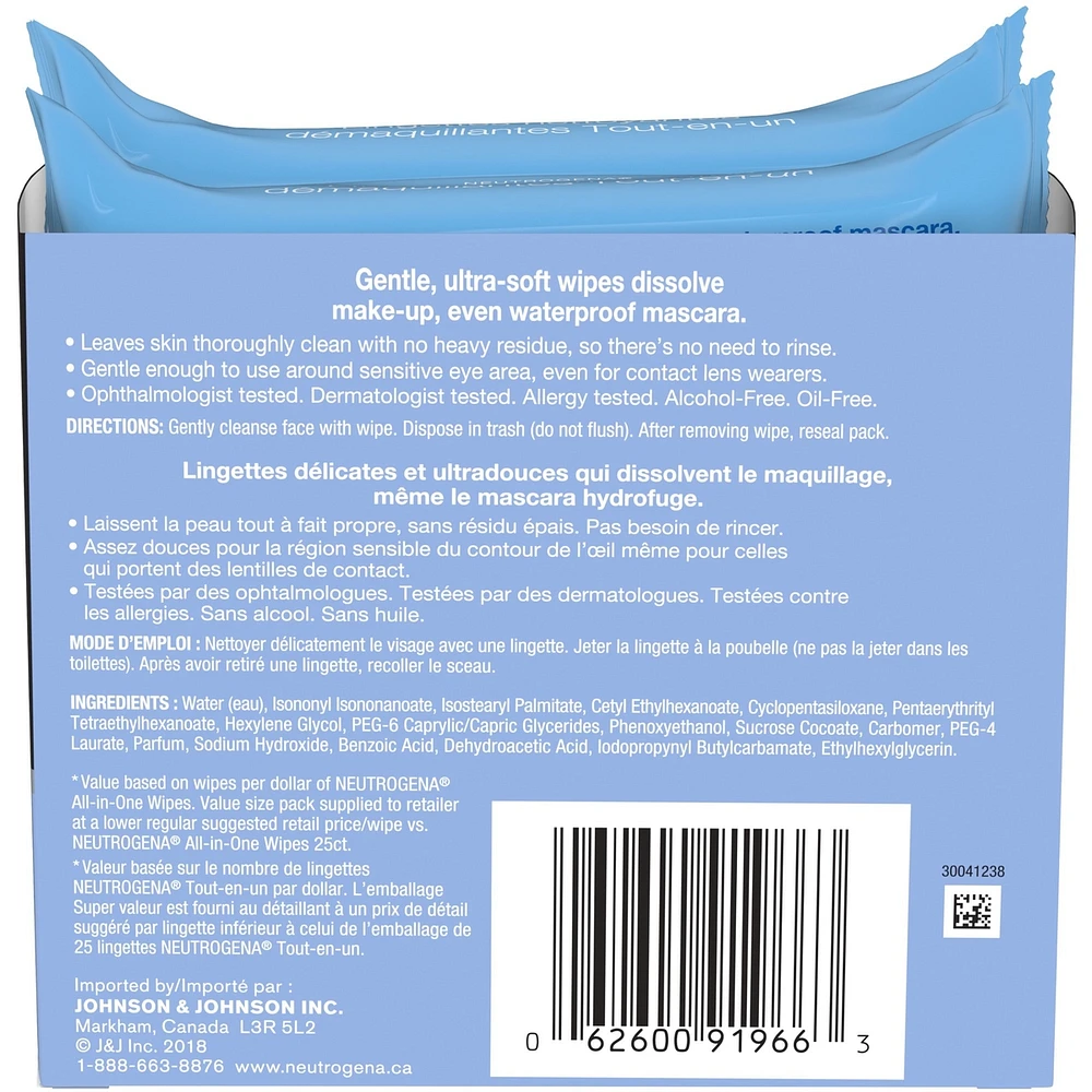 All In one Makeup Remover Facial Cleansing Wipes, Plant Based and  Compostable, Special Value Twin Pack