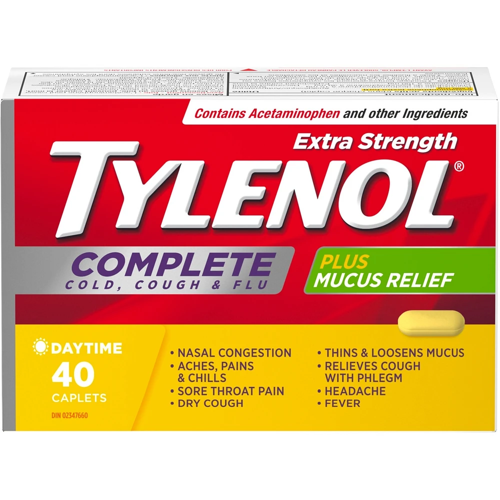 Extra Strength Complete Cold, Cough & Flu Relief Day Caplets, 40 Count