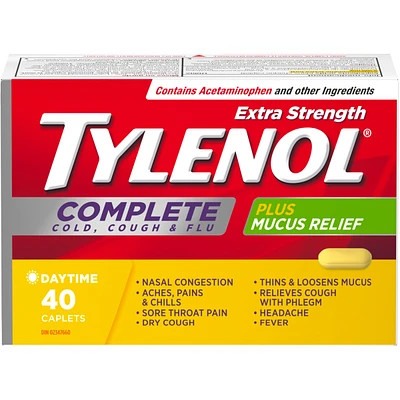 Extra Strength Complete Cold, Cough & Flu Relief Day Caplets, 40 Count