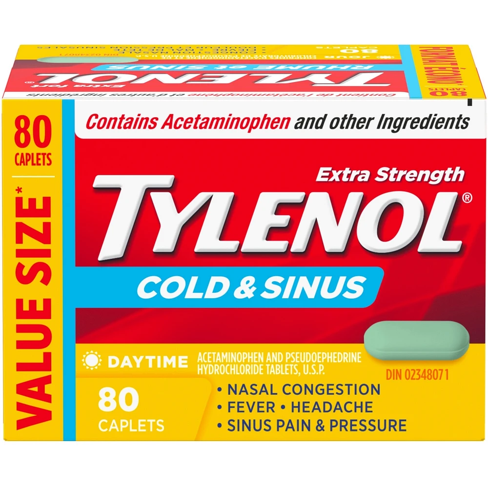 Extra Strength Cold & Sinus Relief Day Caplets, Acetaminophen 500mg