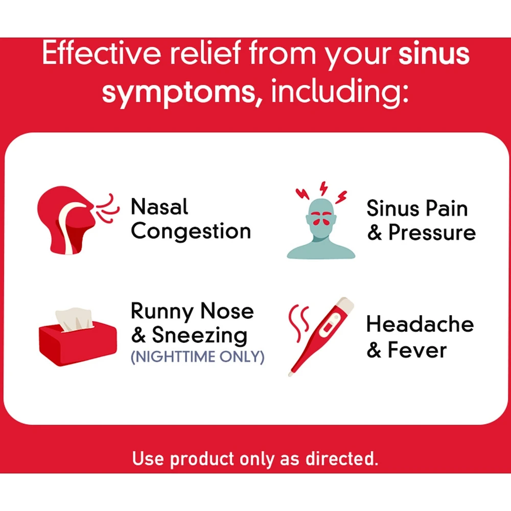 Extra Strength Cold & Sinus Relief Day Night Caplets, Acetaminophen 500Mg