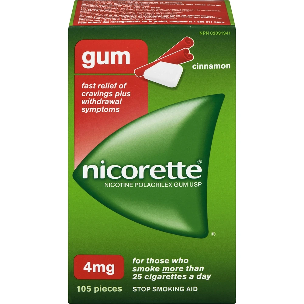 Nicotine Gum, 4 mg, Cinnamon