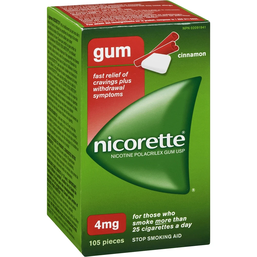 Nicotine Gum, 4 mg, Cinnamon
