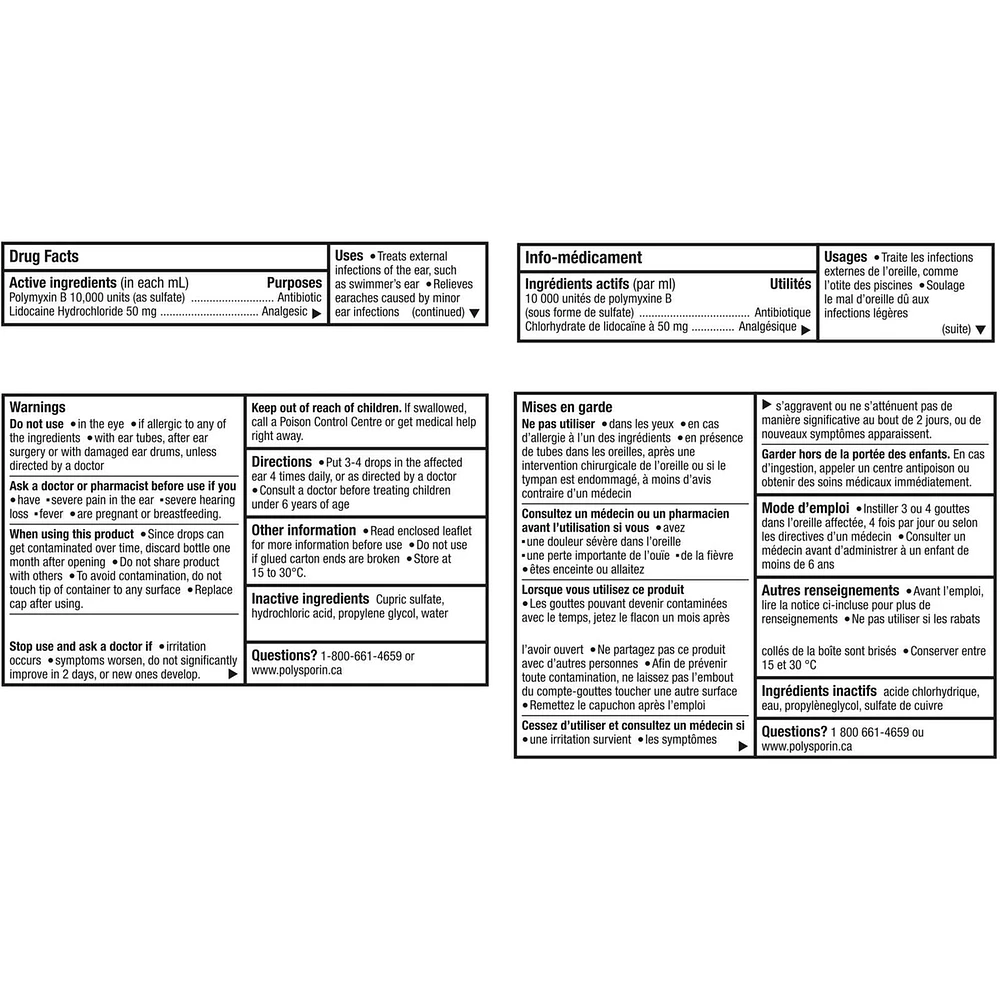 Polysporin Plus Pain Relief Ear Drops, 15mL