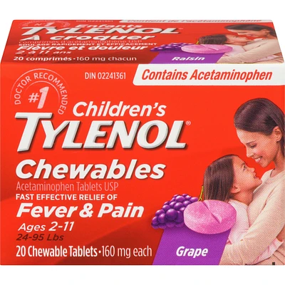Children's Medicine, Fever & Pain, Chewable Tablets, Grape