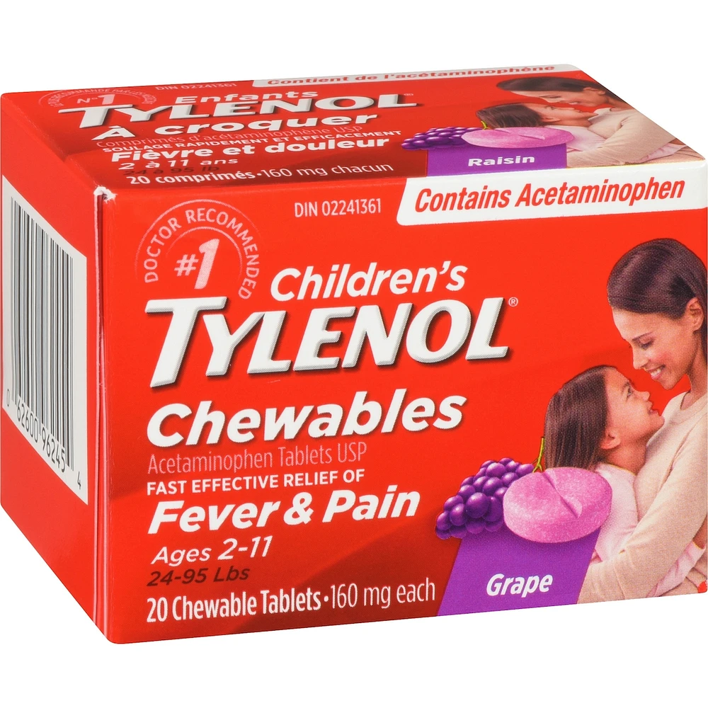 Children's Medicine, Fever & Pain, Chewable Tablets, Grape