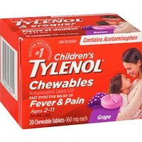 Children's Medicine, Fever & Pain, Chewable Tablets, Grape