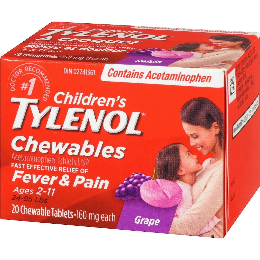 Children's Medicine, Fever & Pain, Chewable Tablets, Grape
