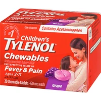 Children's Medicine, Fever & Pain, Chewable Tablets, Grape