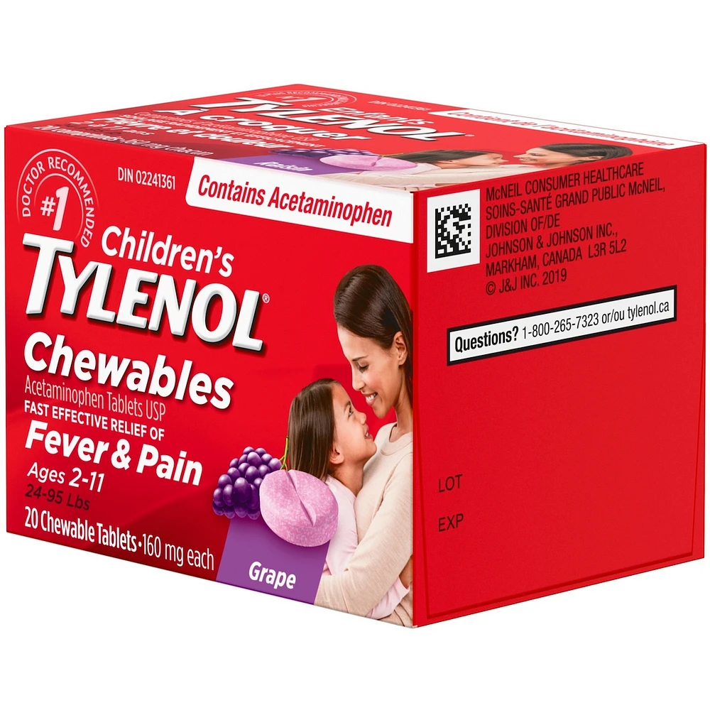 Children's Medicine, Fever & Pain, Chewable Tablets, Grape