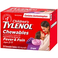 Children's Medicine, Fever & Pain, Chewable Tablets, Grape