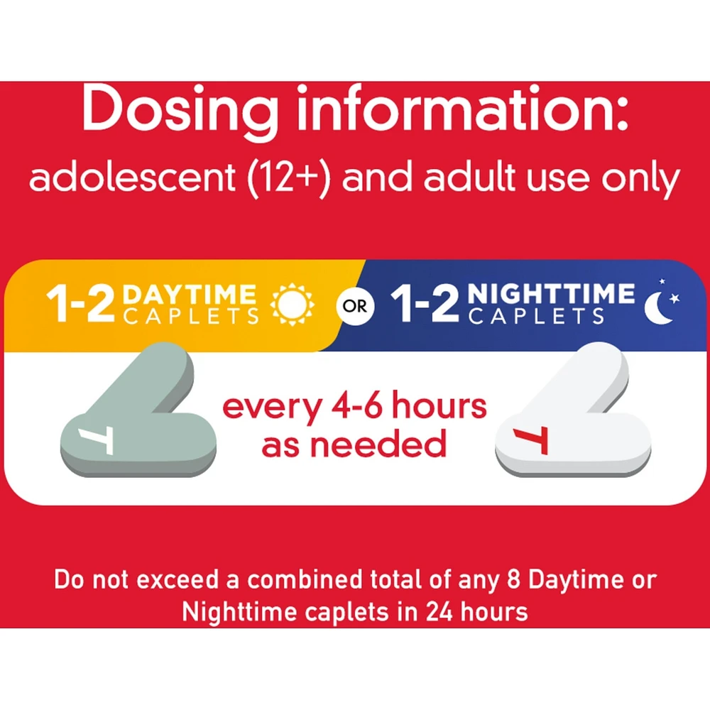 Extra Strength Cold & Sinus Relief Day/Night Caplets, Acetaminophen 500mg