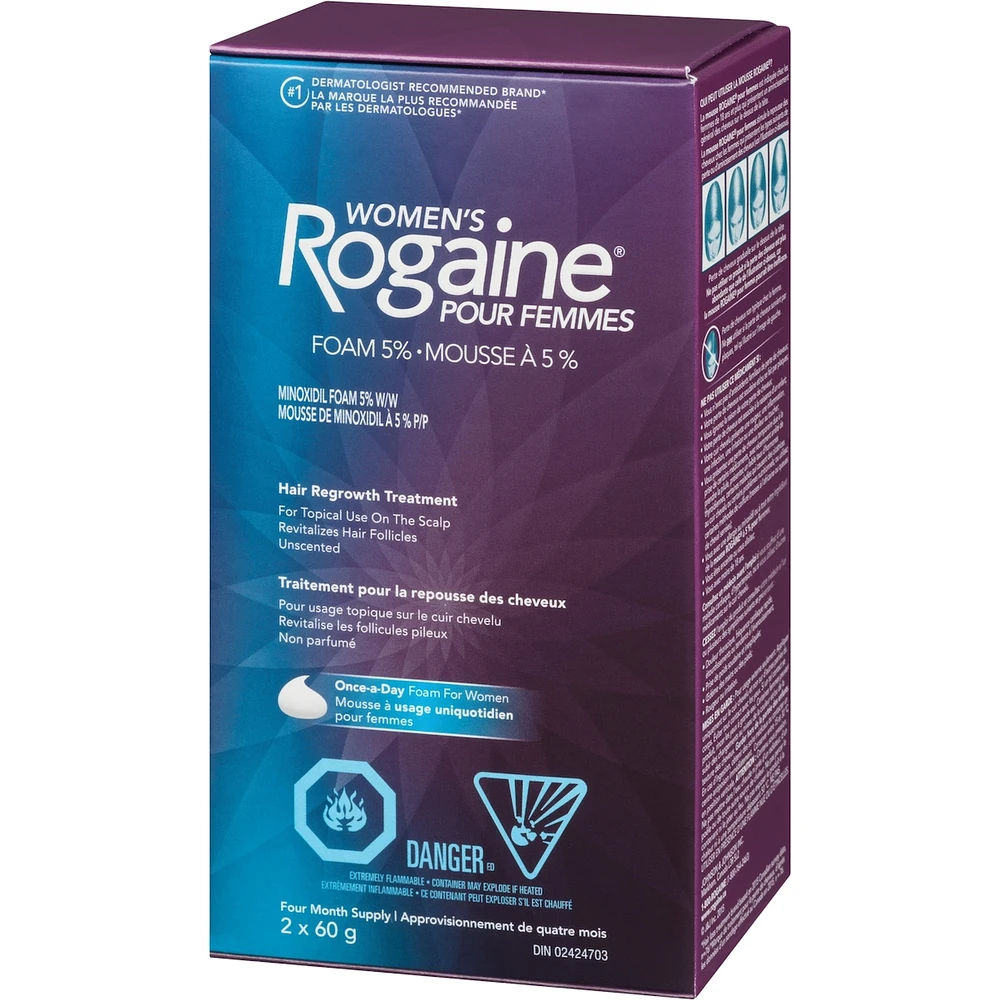 Traitement en mousse Rogaine à 5 % pour la repousse des cheveux, pour femmes