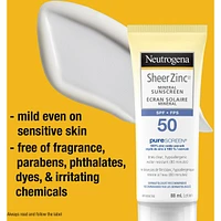 Body Sunscreen SPF 50, Sheer Zinc Mineral Sunscreen