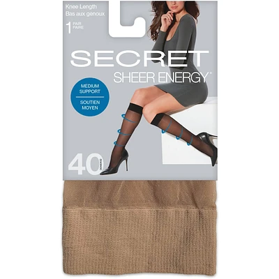 Medium Support Sheer Knee Length w/Sandalfoot - ONE SIZE