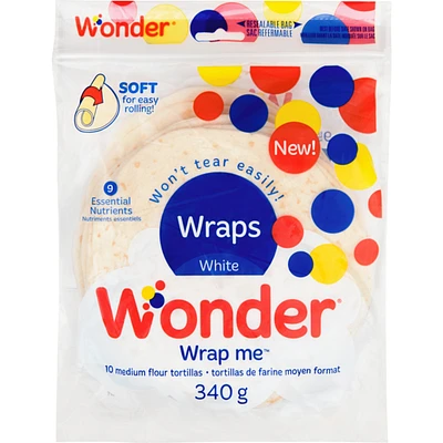 Tortillas de farine blanche Wrap Me, 10 moyennes tortillas