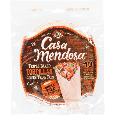 10 Medium Tortillas, Whole Wheat