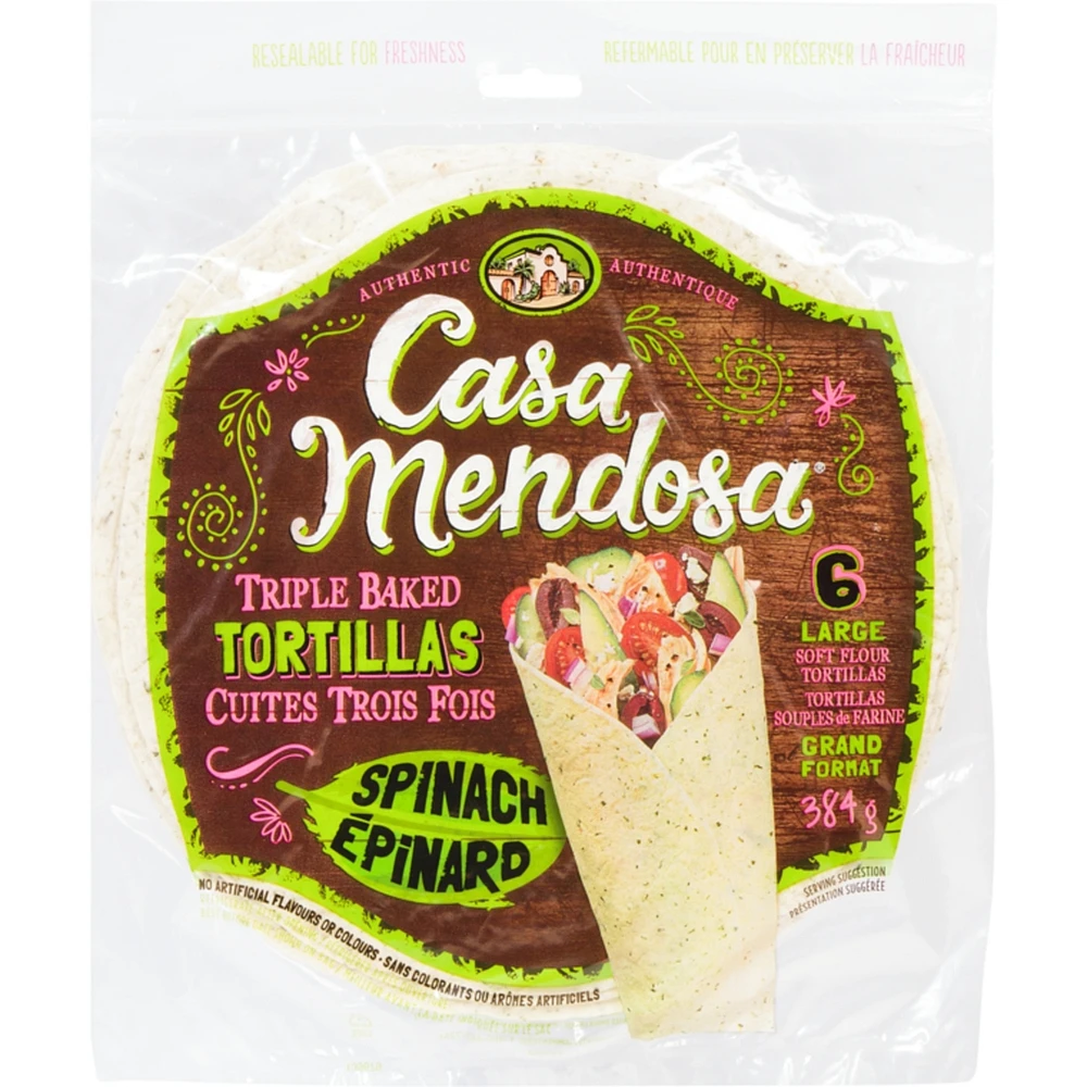 Tortillas cuites trois fois épinard