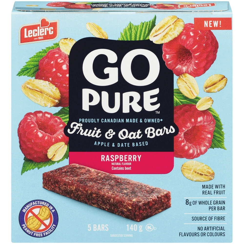 Go Pure Fruit and Oat Bars, Raspberry