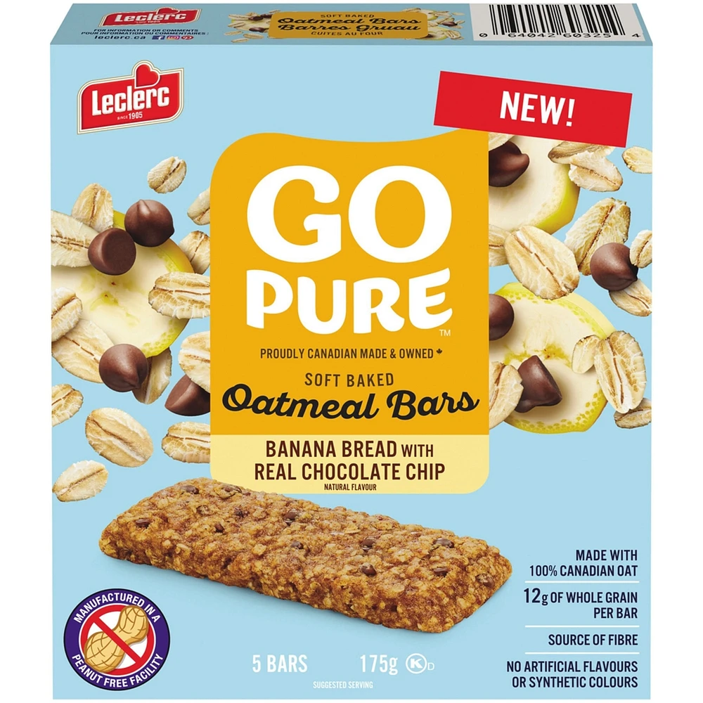 Go Pure Oatmeal Bars Banana Bread Chocolate Chip