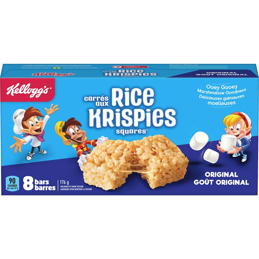 Barres Carrés aux Rice Krispies Goût original, 8 barres de céréales
