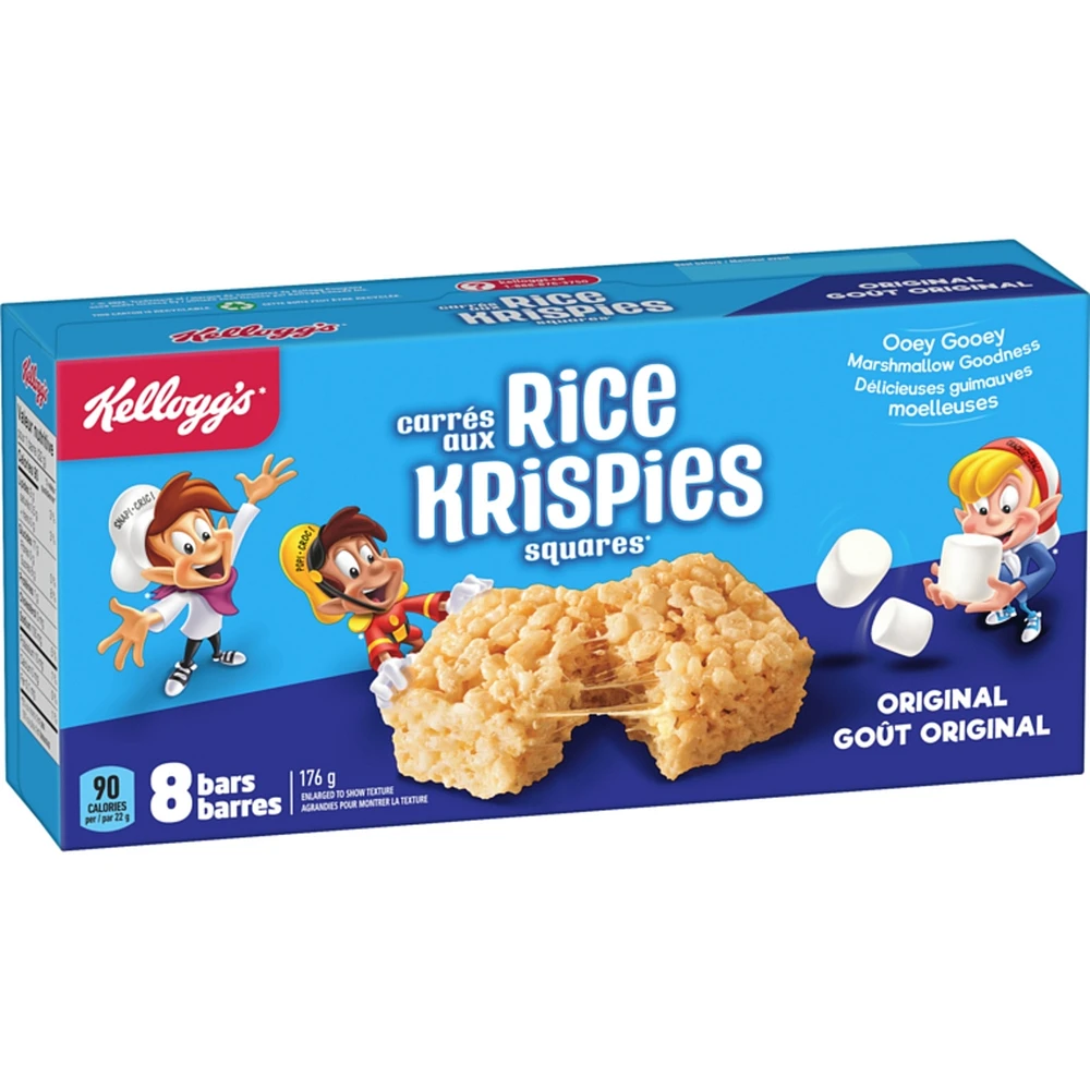 Barres Carrés aux Rice Krispies Goût original, 8 barres de céréales