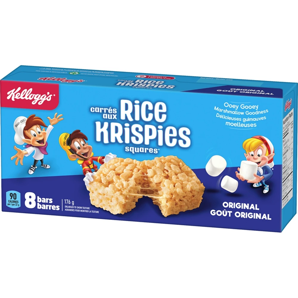 Barres Carrés aux Rice Krispies Goût original, 8 barres de céréales