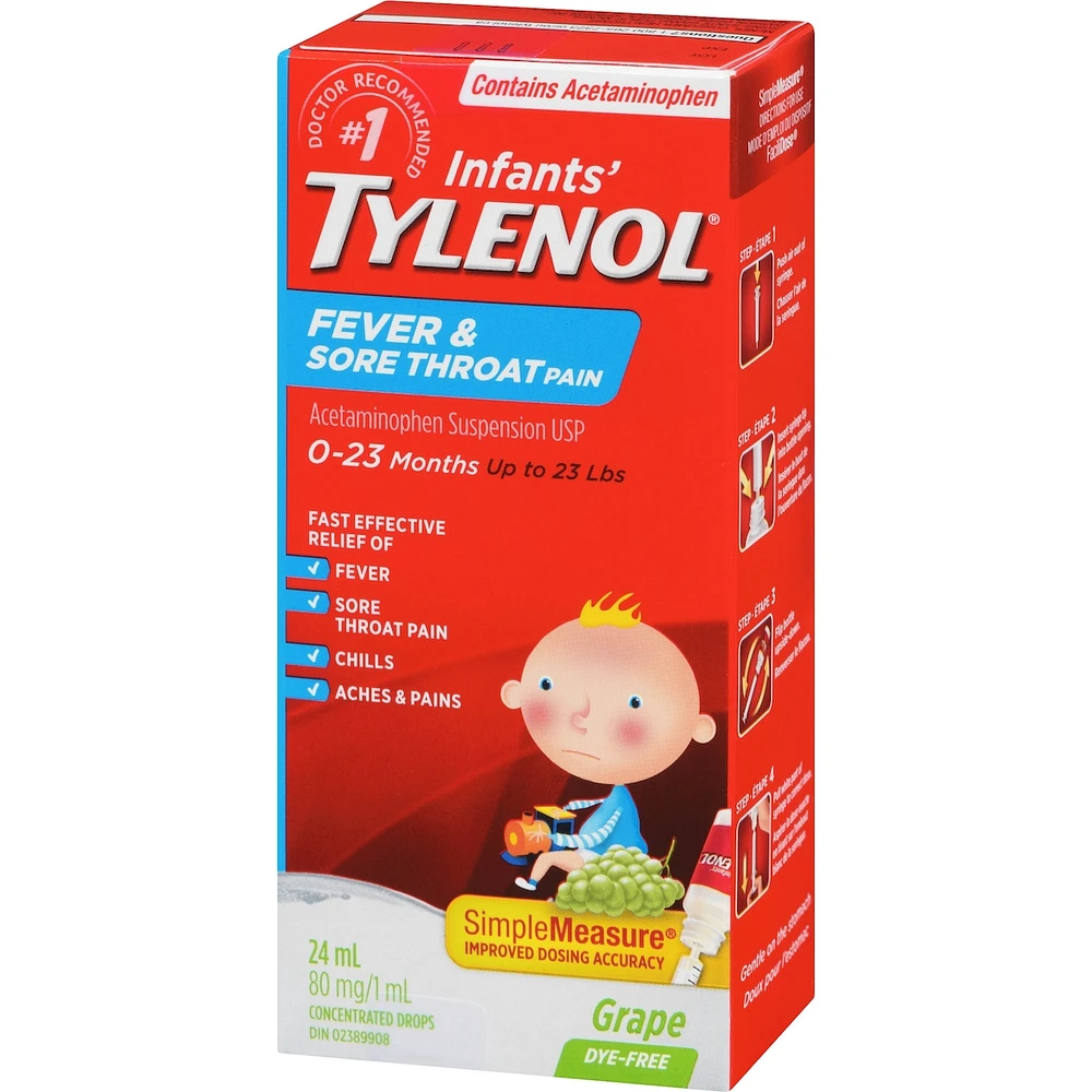 Infants' Medicine Fever & Sore Throat Pain Drops, Grape