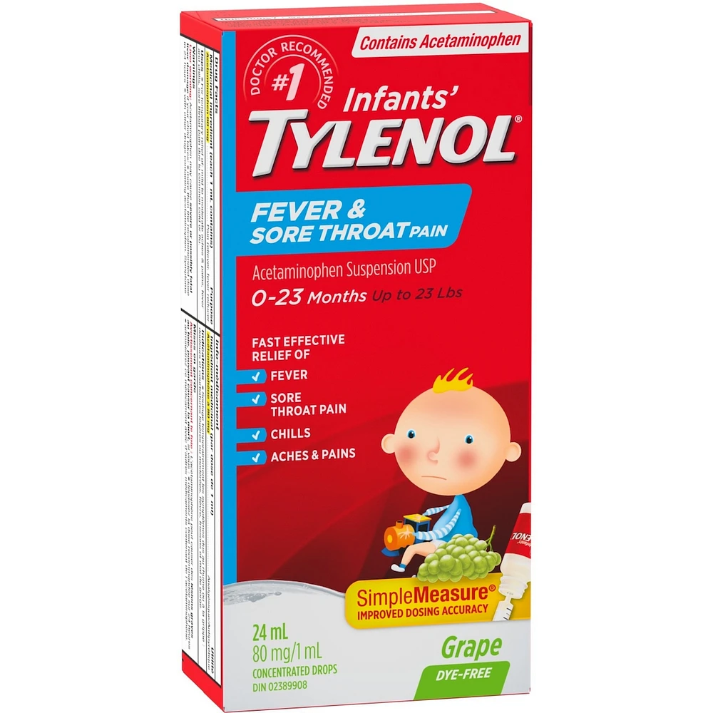 Infants' Medicine Fever & Sore Throat Pain Drops, Grape