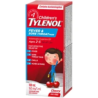 Children's Medicine Fever & Sore Throat Pain Liquid, Cherry
