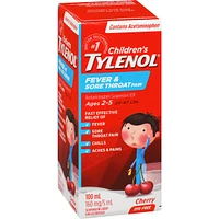 Children's Medicine Fever & Sore Throat Pain Liquid, Cherry
