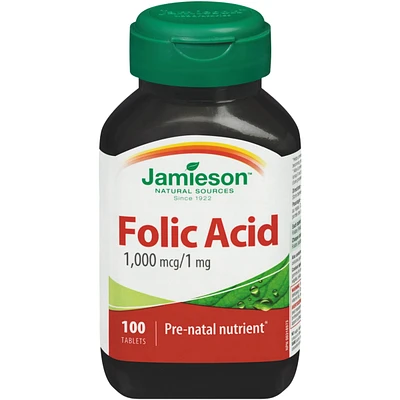 Folic Acid 1,000 mcg Tablets, 1 mg